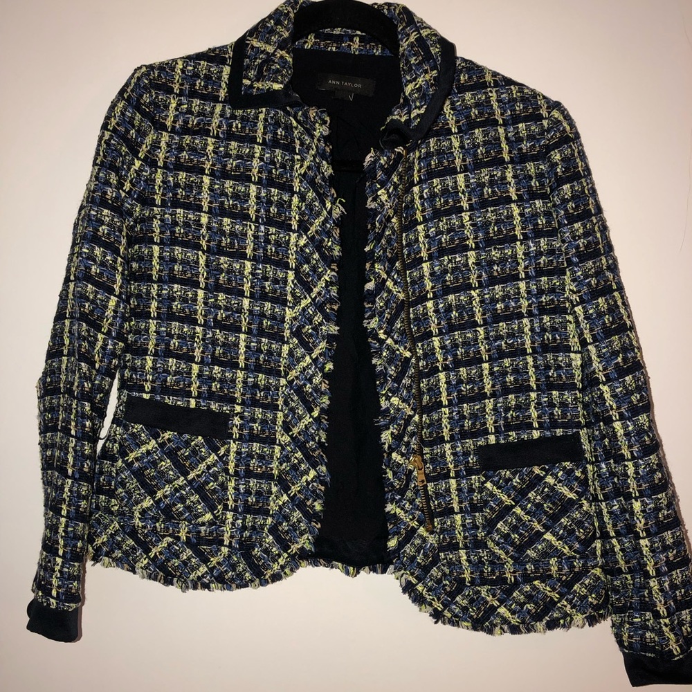 Ann Taylor Tweed Zipper Blazer/Jacket